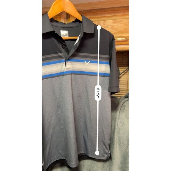 Callaway Opti-Dri Golf Polo Shirt, Men's Size Medium, Black with Gray and Blue - Picture 6 of 6